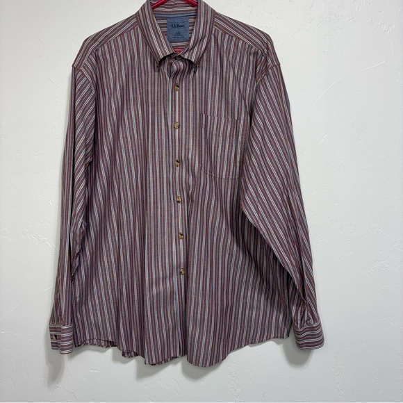 L.L.Bean Men's Striped Button Front Long Sleeve Cotton Shirt XL Reg - Picture 1 of 8